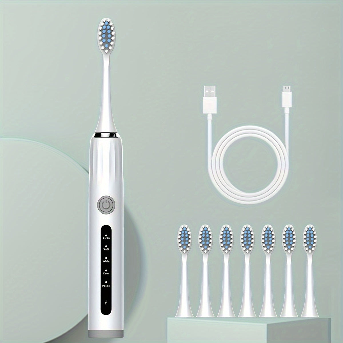 High-quality adult electric toothbrush with USB charging, 8 brush heads. Choose from 5 colors. Fully automatic, suitable for sensitive gums and teeth.