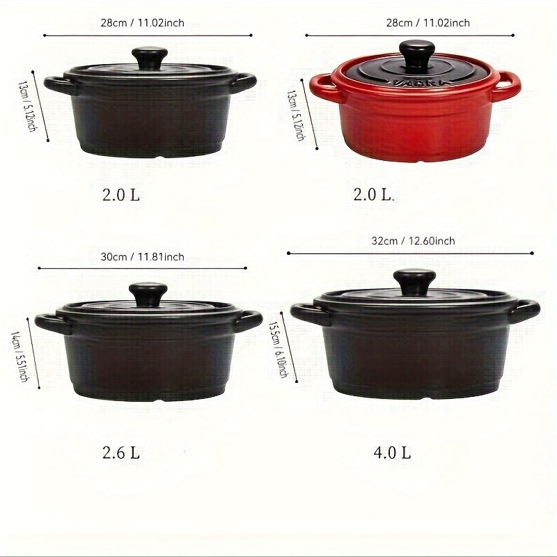 Enamel Ceramic Casserole - 2L Capacity, Resistant to High Temperatures, Dishwasher-safe, Great for Cooking Stews and Soups, Suitable for Gas Stoves at Home