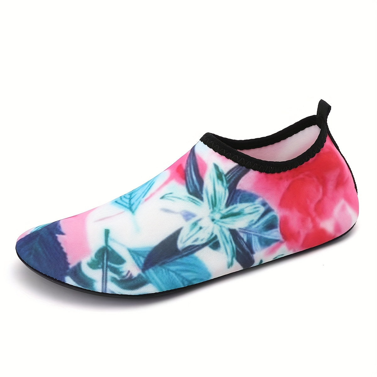 Women's Floral Aqua Shoes for Beach and Water Sports, Non-Slip and Quick-Dry Yoga Sneakers