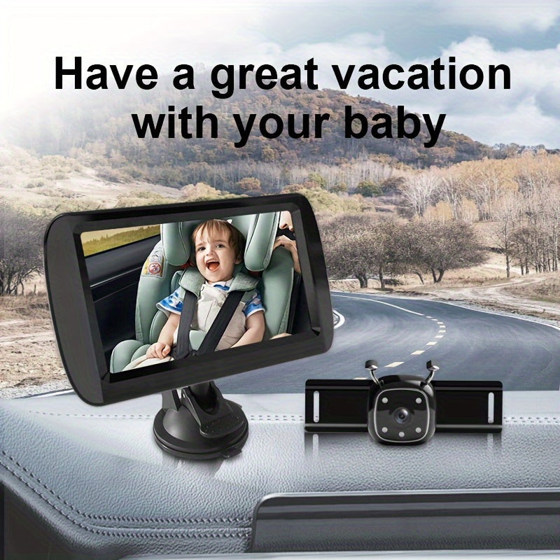 High Definition 4.3" Monitor for Car, Rear-Facing Seat Camera with 480p Display, In-Vehicle Safety System for Children 0-8 Years Old, Easy Plugin Power, 5 Meter Cable Included, Battery-Free Operation