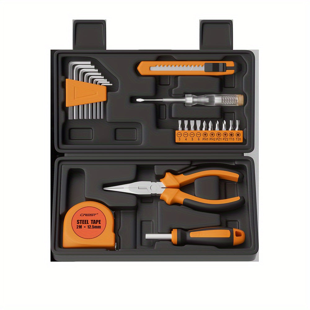 23-piece homeowner toolkit with plastic storage box