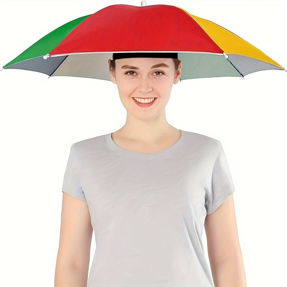 Elastic headband umbrella hat, suitable for camping and fishing, with UV protection.