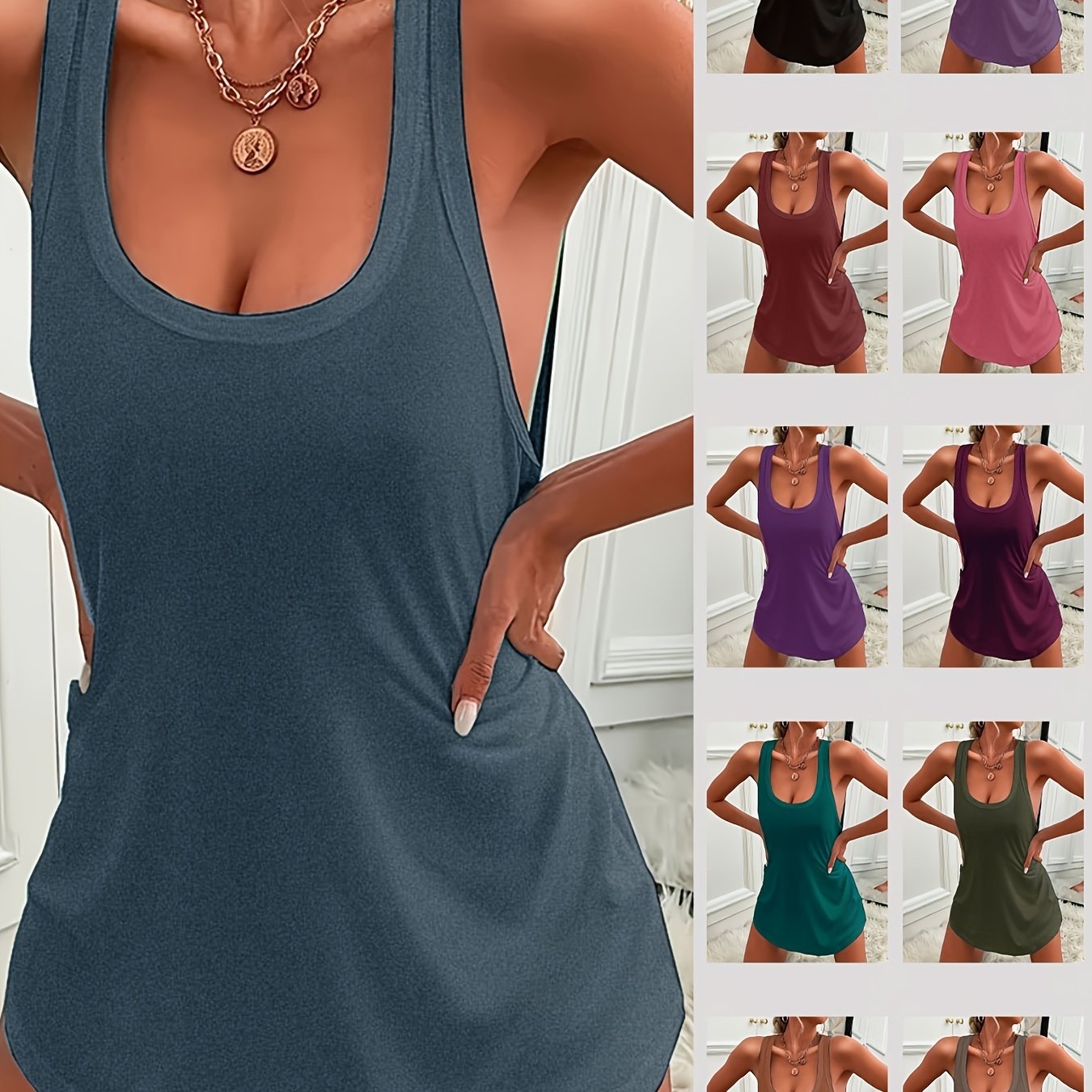 Women's Elegant Comfort polyester sleep dress is a stretchy, sleeveless nightgown with a curved hem. This machine washable slip dress is perfect for all seasons and can be worn as lingerie