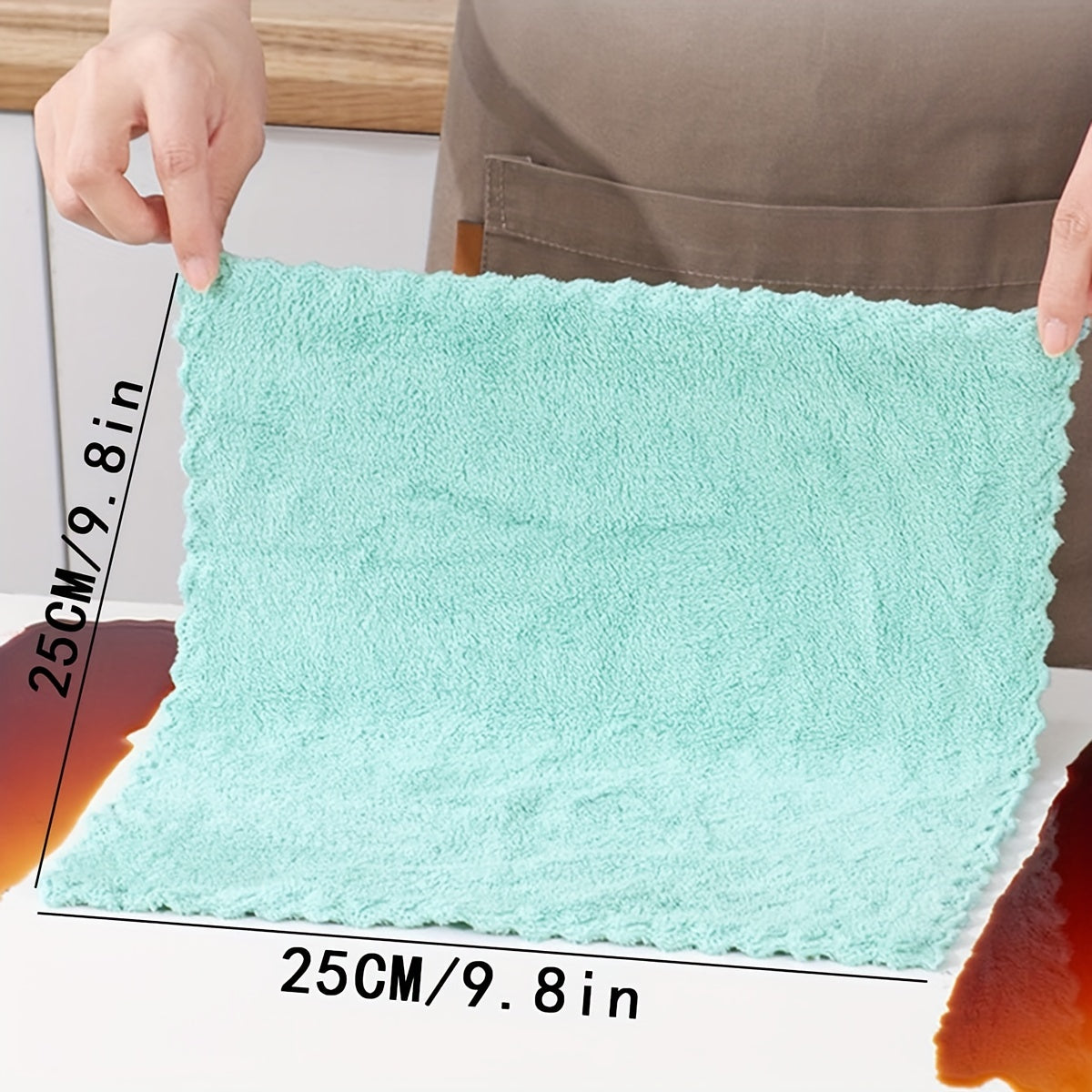 5/10pcs Solid Color Dishcloths made of bamboo fiber, super-absorbent and does not stick to oil. Ideal for household cleaning.