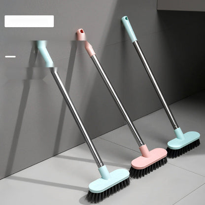 Single piece Floor Scrub Brush featuring a Long Handle, Durable Hard Bristles, made from Plastic Material, Perfect for Cleaning Bathroom and Carpets