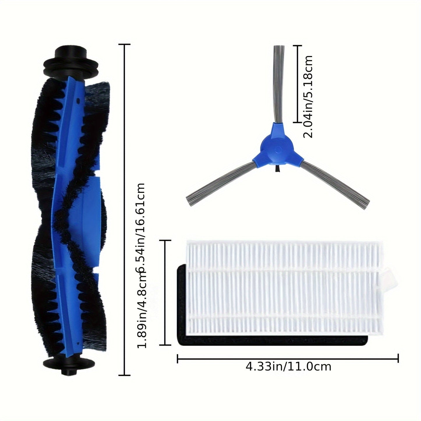 Replacement kit for Eufy RoboVac 11S and other models - Contains a rolling brush, 6 side brushes, 6 HEPA filters, pre-filter, and guard.