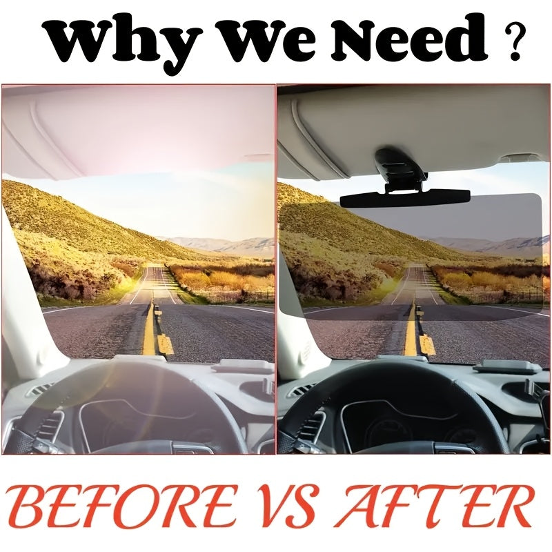 Universal car sun visor extension for all vehicles, provides anti-glare, UV protection and prevents snow blindness.