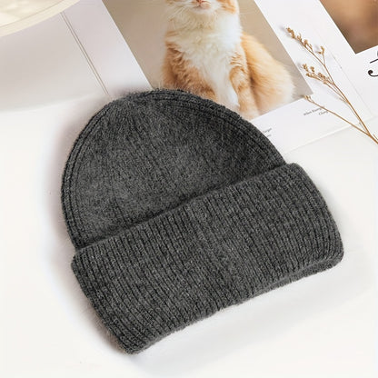 Soft knit beanie in candy colors for women, perfect for casual wear in autumn and winter.