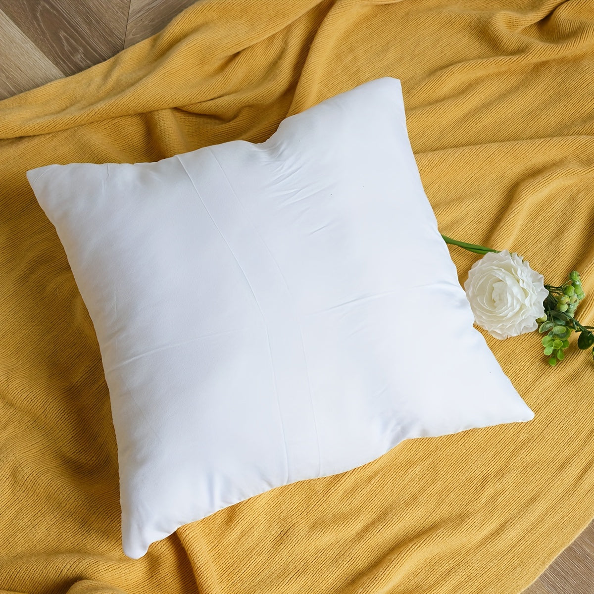 1pc White Fabric Throw Pillow Core, Soft and Fluffy, Ideal for Home Decor, Bed, Couch, Sofa, or Car Bedroom.