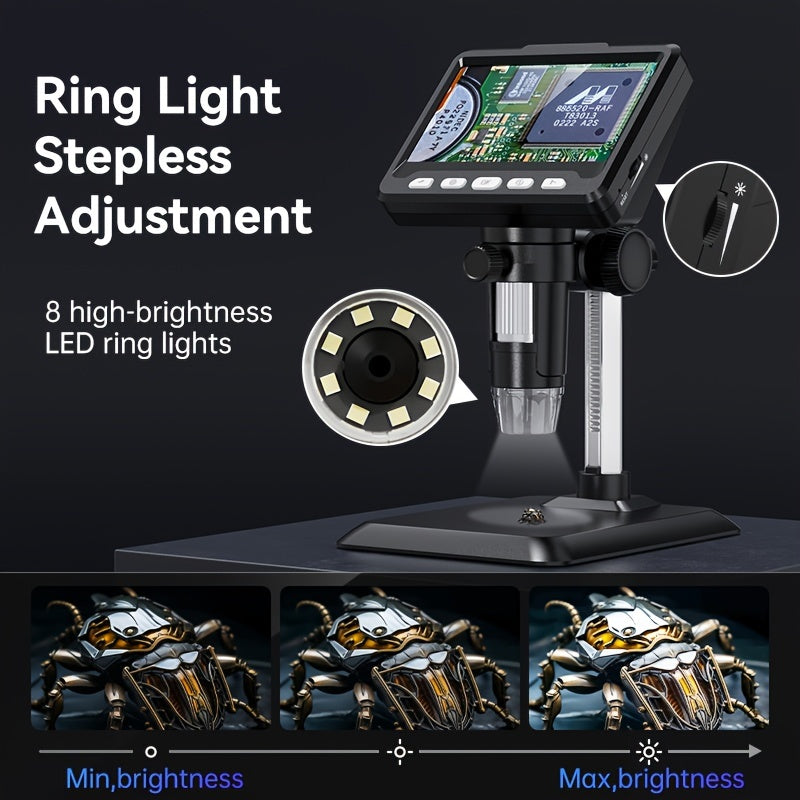 INSKAM 10.92cm Digital Microscope: 1000X High-Definition Image Capture, 8 LED Lights, USB/Battery Powered, Great for Electronics & Biology