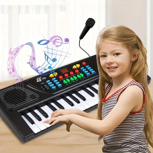 The perfect musical gift for teens - a portable 37 key electronic piano keyboard designed for beginners. Complete with a microphone, this educational music toy is ideal for Halloween, Christmas, birthdays, and beyond.