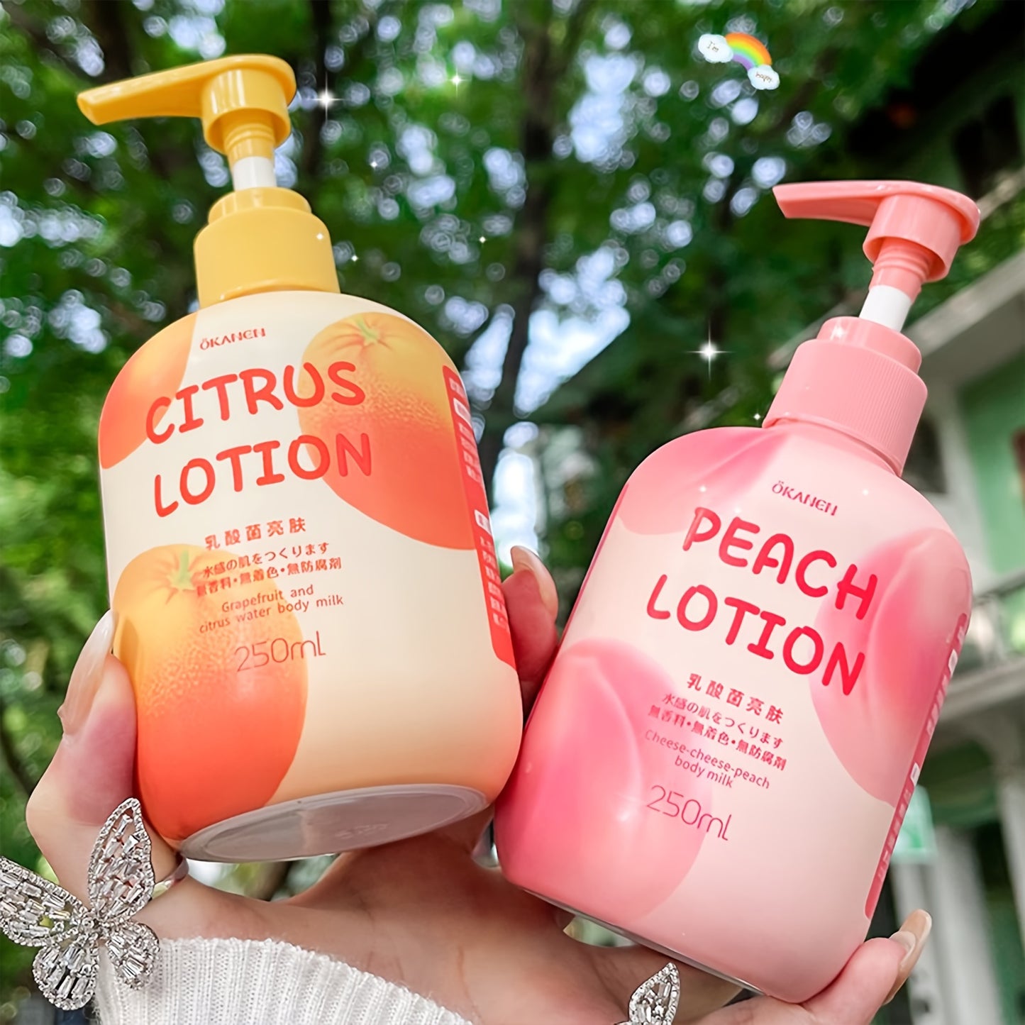 Peach Citrus Body Lotion with Hyaluronic Acid, Nicotinamide, Vitamin C, and Vitamin E for Dry Skin