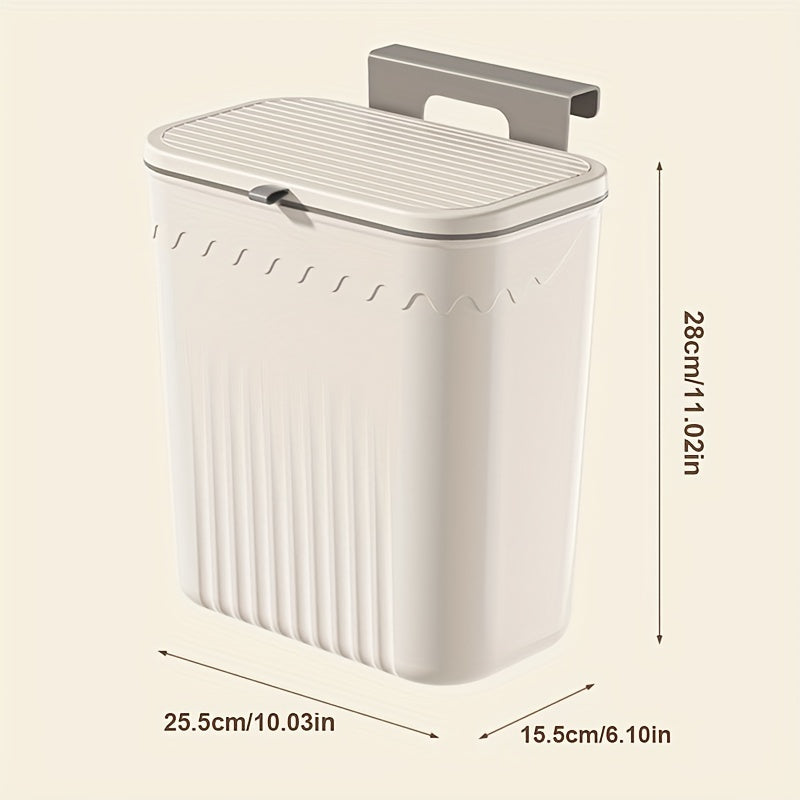 Wall-Mounted Plastic Trash Can with Slide Lid, High Capacity, Stylish Design, Perfect for Kitchen, Bathroom, Bedroom, or Diaper Disposal