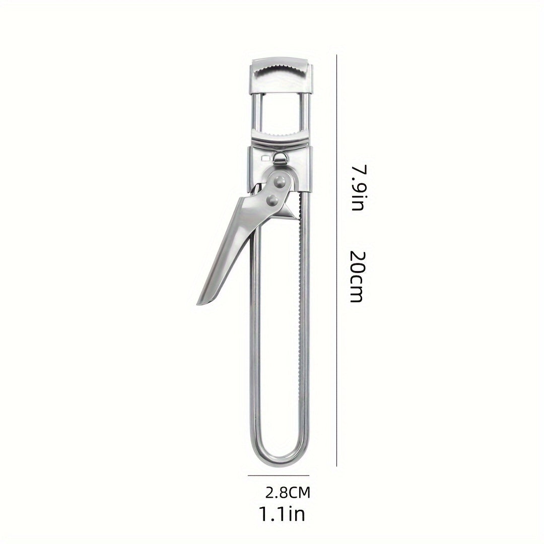 Регулируемый открыватель для банок и крышек из нержавеющей стали для слабых рук. Идеально подходит для использования дома и на улице. Не требует электроэнергии.