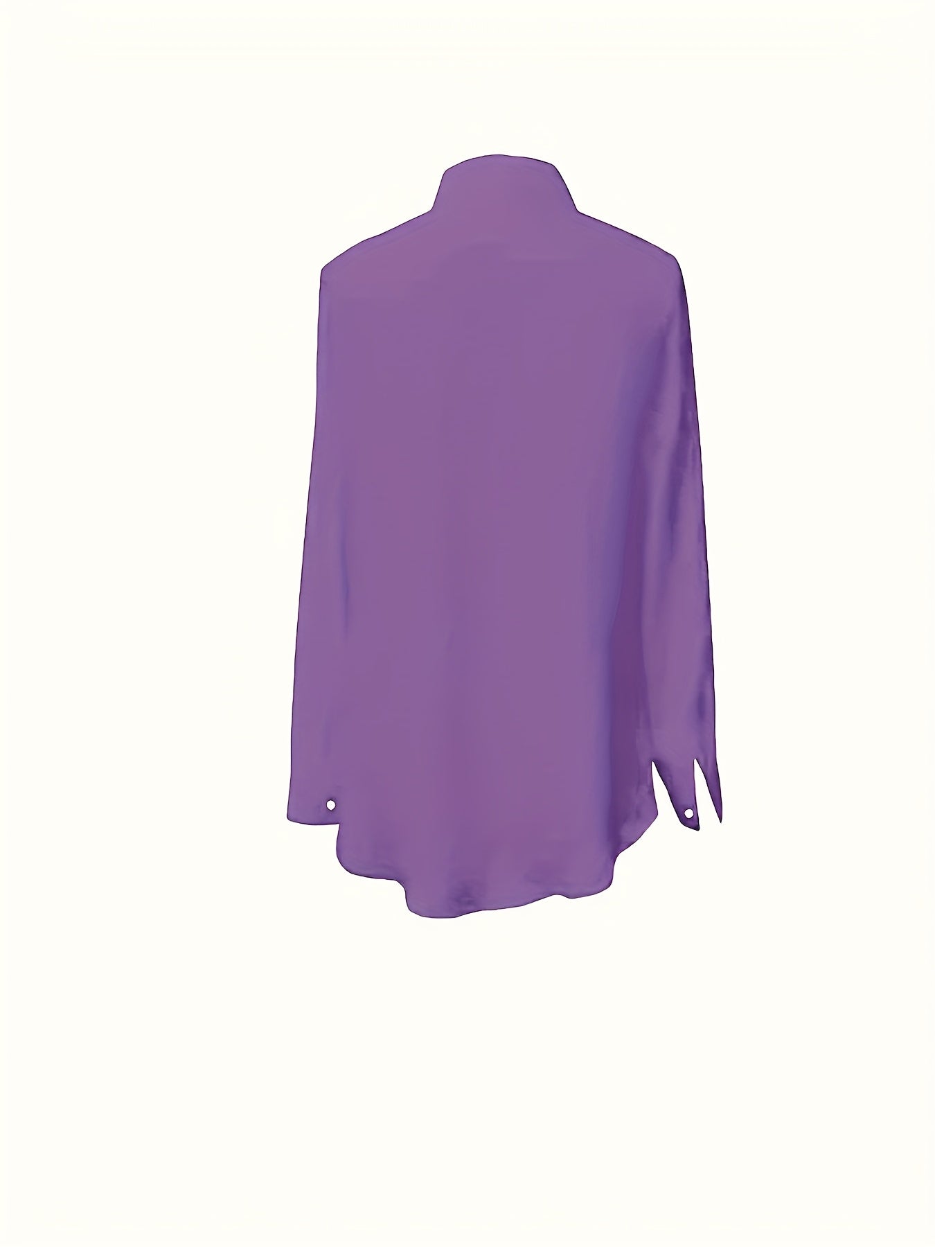 Women's Plus Size Elegant Button-Up Shirt in Solid Purple, Satin-Like Polyester Blend, Flowing Design, Machine Washable, Ideal for Casual Outings