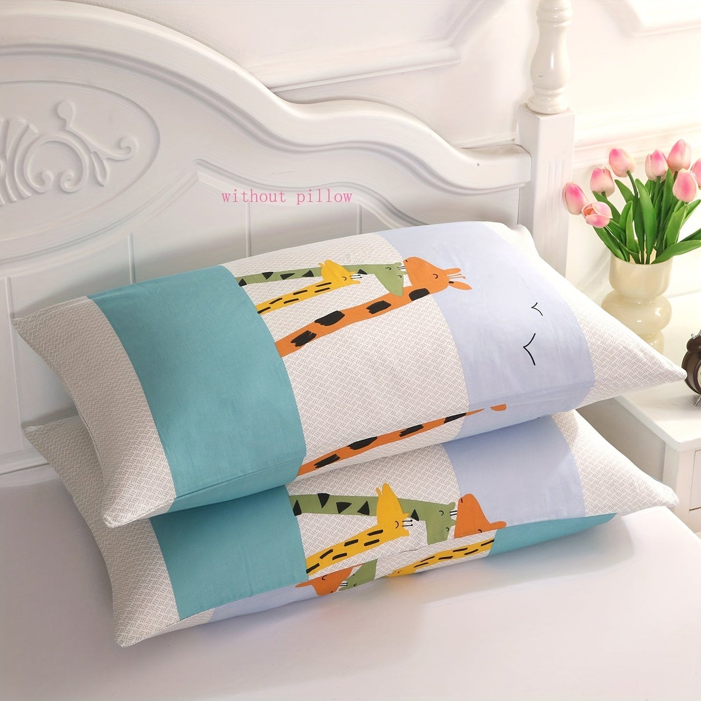 Set of 2 Soft 100% Cotton Pillowcases featuring Cute Cartoon & Nature-Inspired Designs - Breathable, High-Quality Envelope Pillow Covers for Bedroom and Sofa Decor, Easy to Clean in Washing Machine (Pillow Inserts Sold Separately), Perfect for Couch