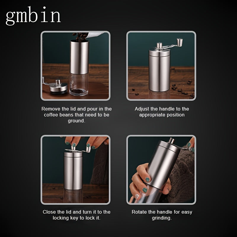 Portable coffee bean grinder designed for home use that is manually operated