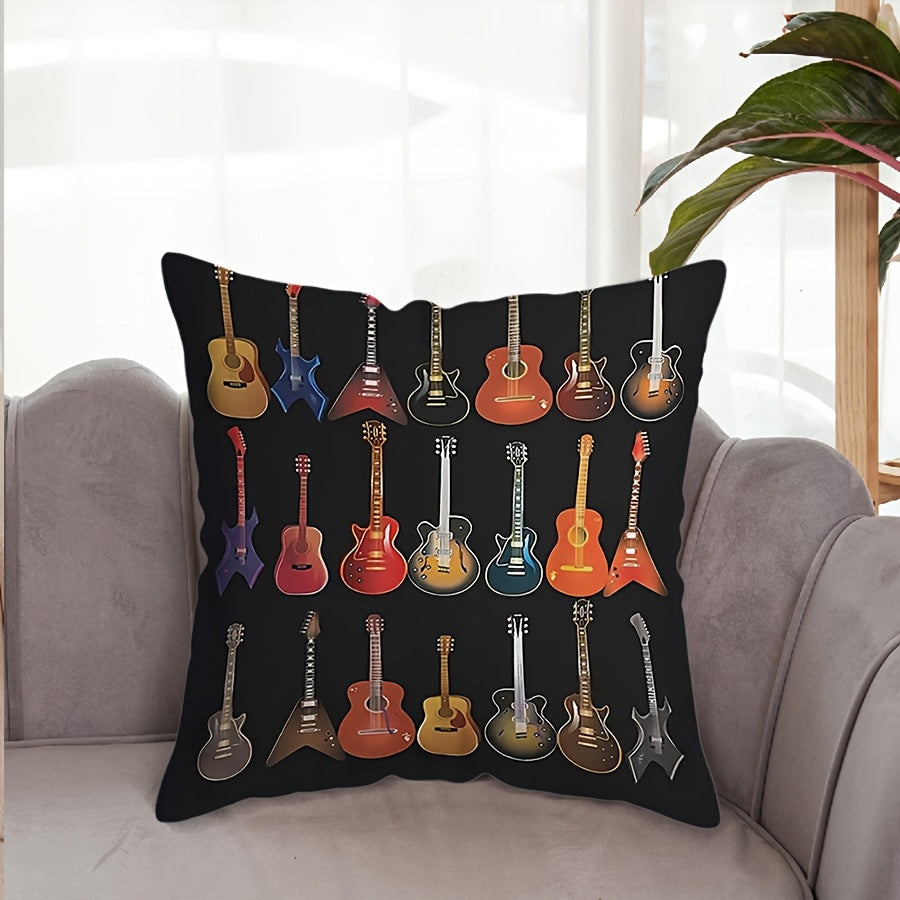 Ultimate Comfort for Guitar Music Enthusiasts: Chic Quilted Square Pillowcase - Luxuriously Soft and Stylish Home & Car Accent - Easy Zip Closure, Simple Machine Wash - Ideal for Bedroom & Lounge Décor