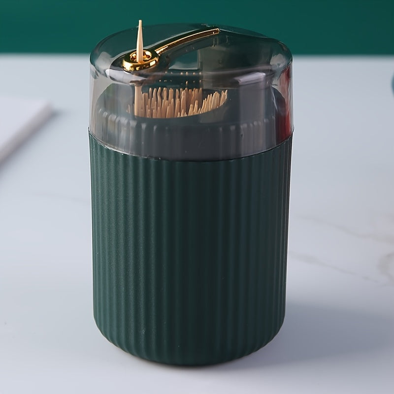 Space-saving toothpick dispenser made of durable ABS material, no power required. Perfect for kitchen and dining.