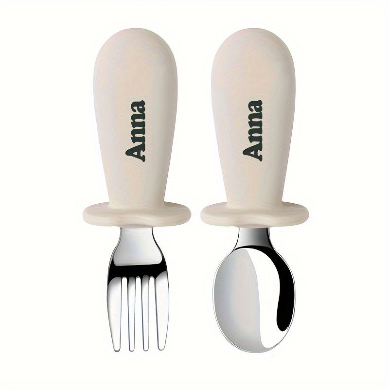 Fun Mealtime Set for Kids - TYRY.HU Youngsters Feeding Set, Personalizable - Includes BPA-Free Silicone Spoon and Fork, Made with Stainless Steel - Great for Christmas and Halloween presents