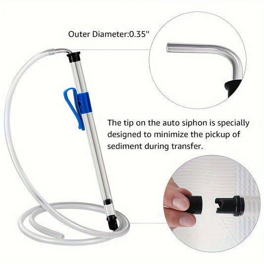 Auto Siphon Set includes 1 or 2 mini siphons with built-in pump, bottling wand, racking cane, stabilizer clip clamp, and 1 meter beer tubing. Ideal for homebrew and kombucha fermentation.