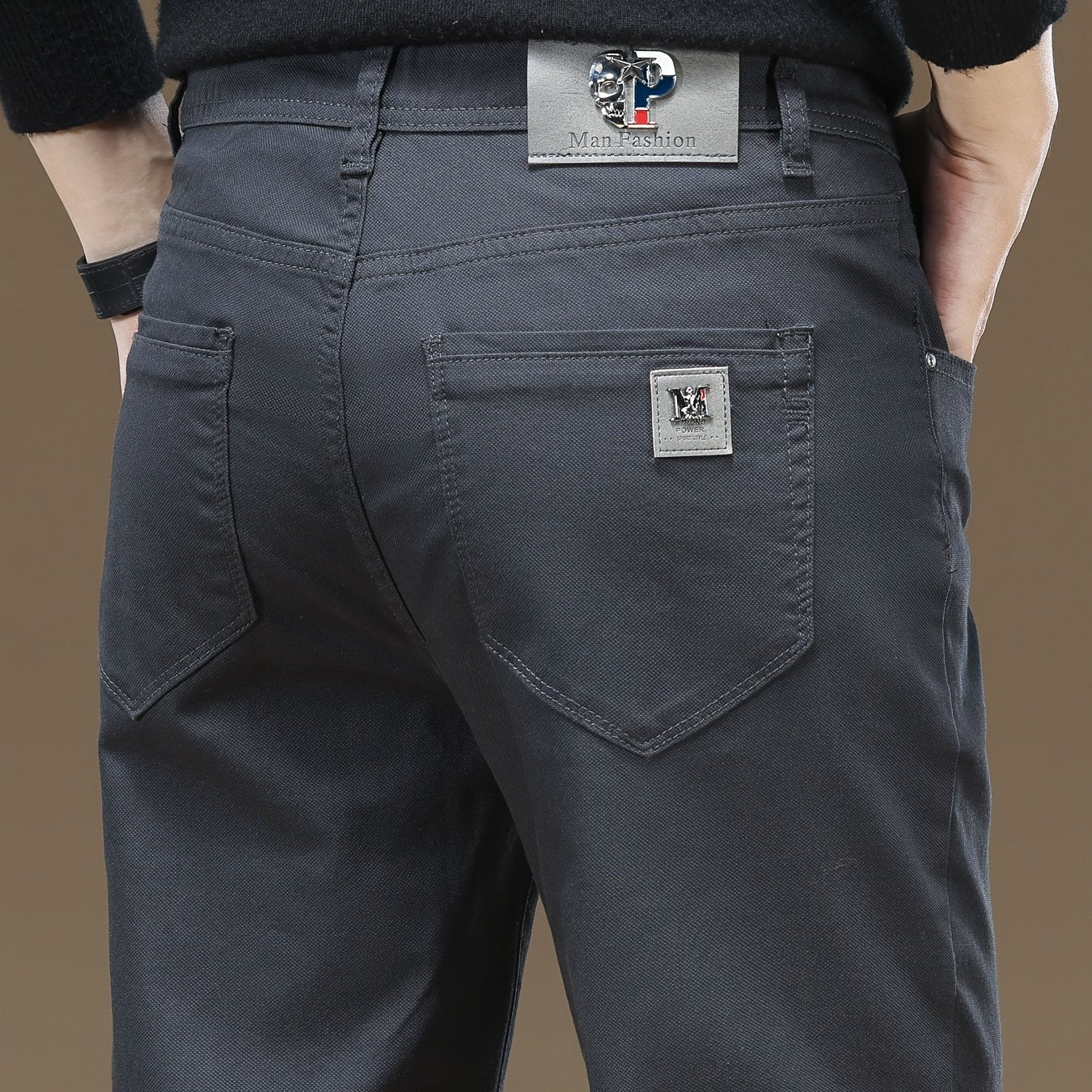 Men's cotton chinos with slight stretch and button fly closure - versatile for casual or business wear all year round