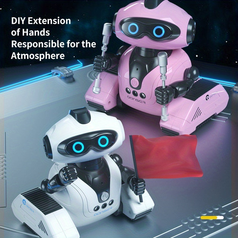 1pc DIY Interactive RC Robot, programmable electric action figure with audio, 360-degree rotation, gesture recognition, USB rechargeable, 2.4GHz wireless, made of ABS material; an