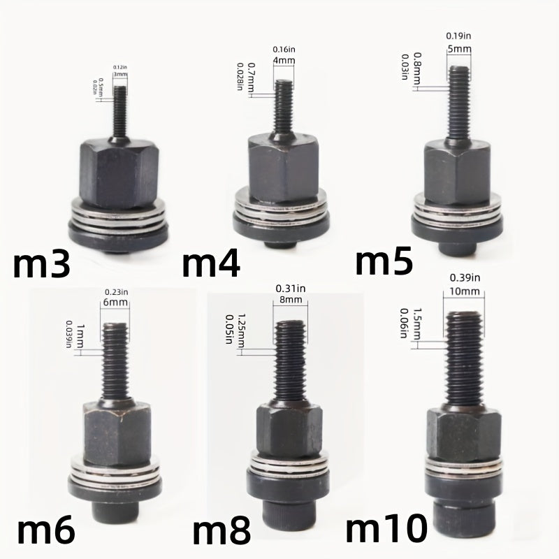 Manual pull rivet nut tool for thin iron skin.