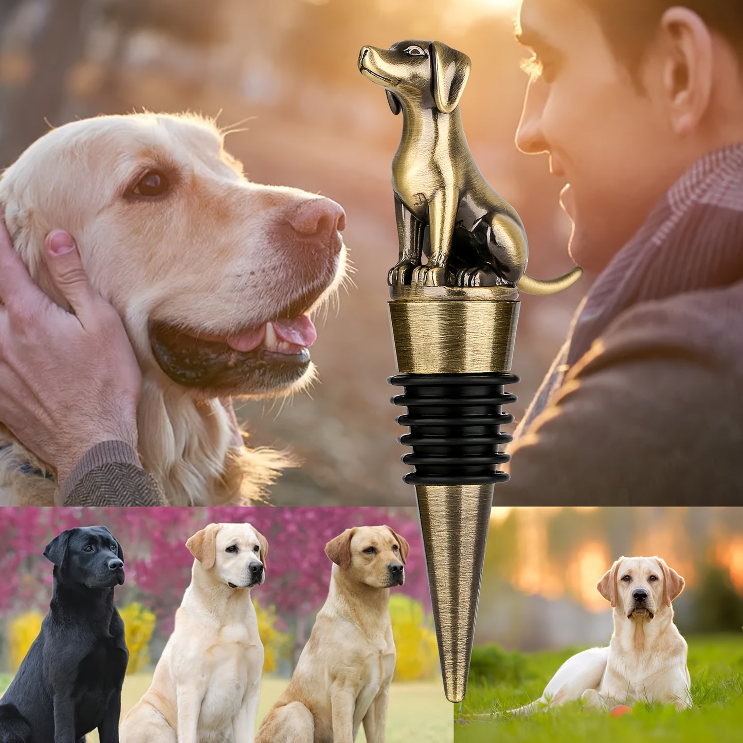 Labrador Retriever Dog Wine Stopper, Ideal for Men and Dog Lovers, Perfect for Christmas and Father's Day Gifts