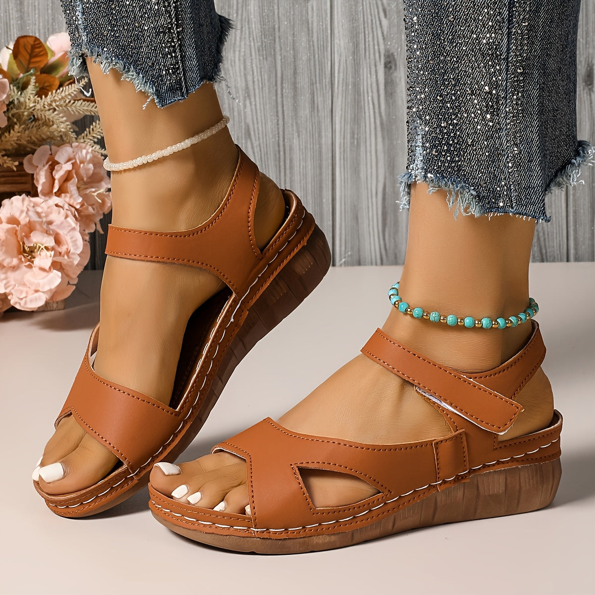 Stylish and comfortable wedge sandals for women.