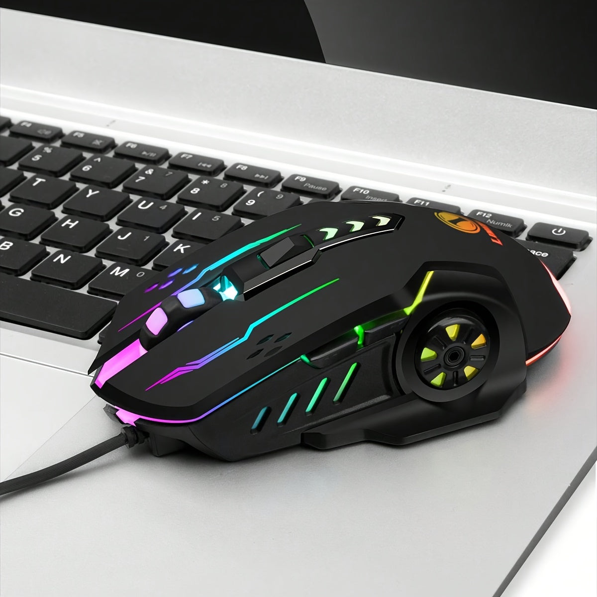 V7 Mechanical Gaming Luminous Wired Mouse for Laptop or Desktop Computer, ideal for E-Sports gaming and office use.