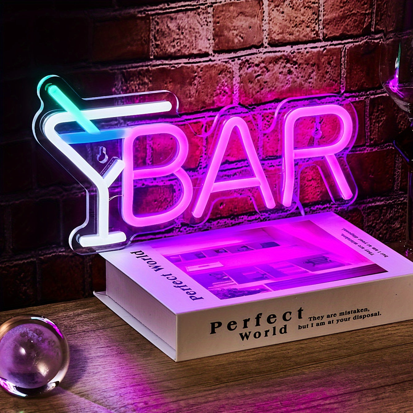 Vibrant Pink LED Neon Sign with Cocktail Glass Illustration - USB Powered, Wall-Mountable for Home Bars, Parties, Weddings & Celebrations