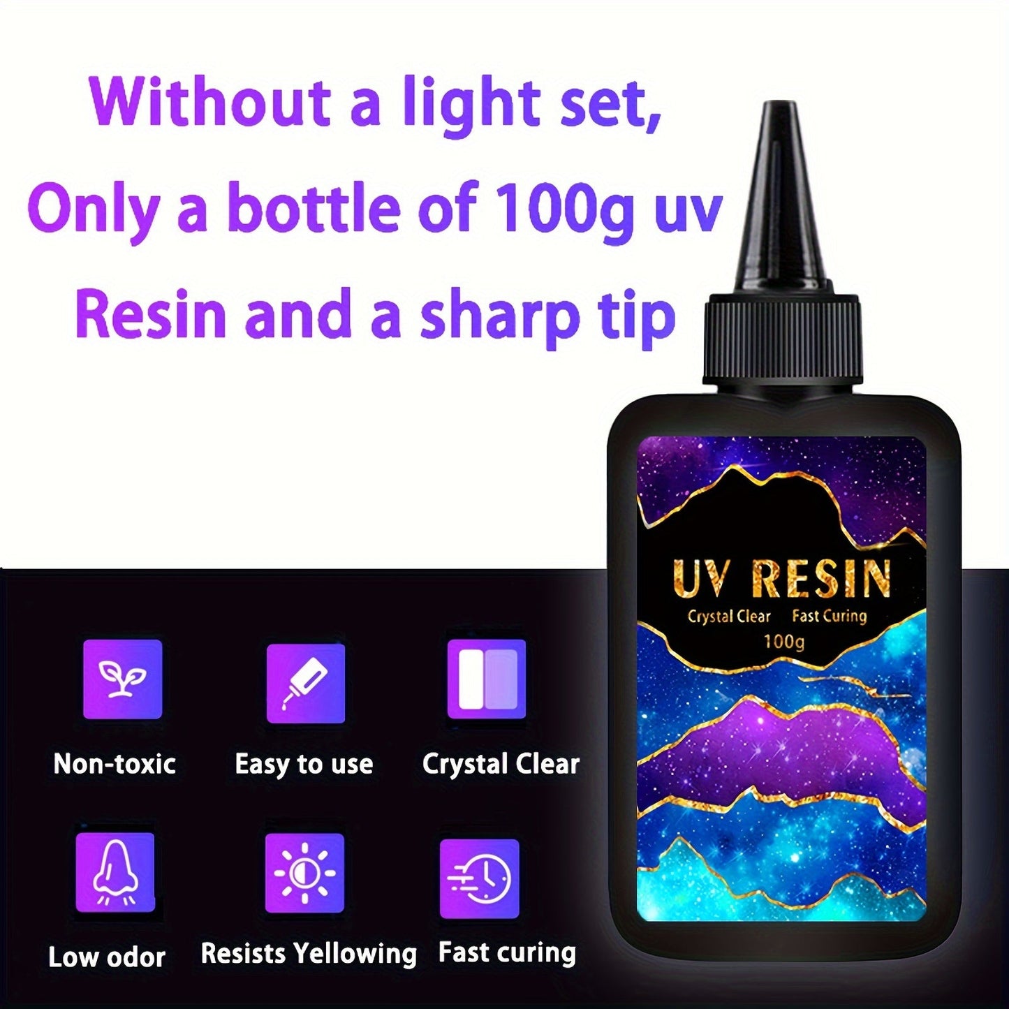 Upgrade your art and jewelry-making projects with this UV Resin Kit, available in 10g, 25g, 60g, and 100g sizes. The crystal clear hard UV curing premixed epoxy resin is perfect for beginners and comes with a lamp for easy curing. Get started on your