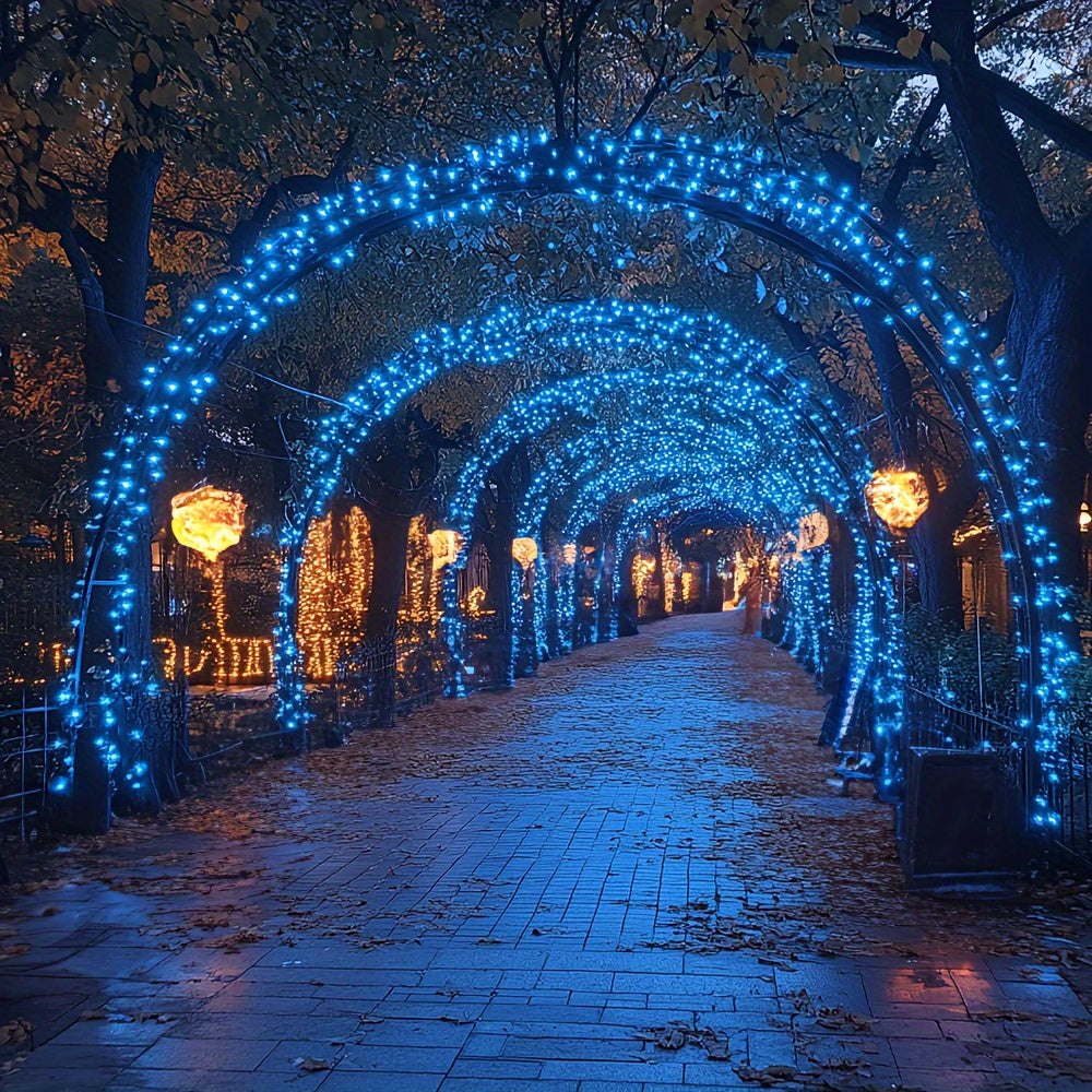 Decorate your tree, Christmas, wedding, or room with our adjustable solar string lights in white and blue LEDs.