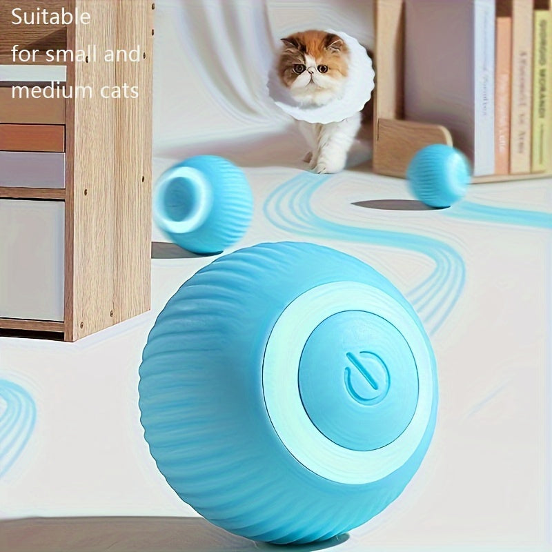 Electric smart cat toy ball with USB rechargeable automatic movement for small cats, with two active modes, suitable for small cats and dogs.