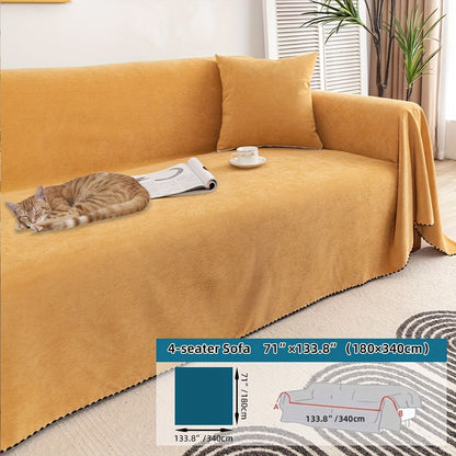 Multi-season, pet-friendly sofa cover with minimalist design protects against scratches, machine washable, ideal for L-shaped and single-seat sofas.