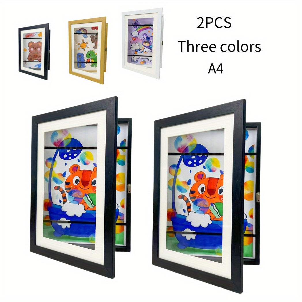 2 A4 sized wall hanging picture frames for art home decor, birthday party decor, or as a party gift.