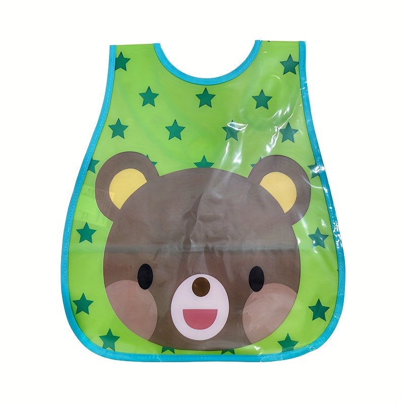 Waterproof bib for boys and girls with snap closure, dirt-resistant pockets, cute strawberry and car prints, made of comfortable EVA material. Suitable for universal feeding, featuring