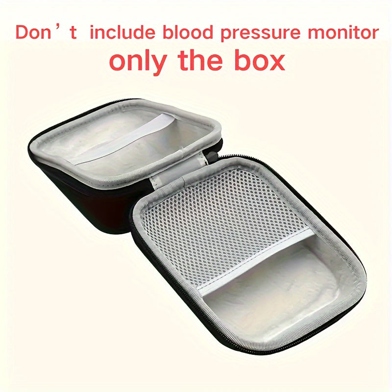 Portable blood pressure monitor case with strap for home use, organizing cuffs and digital devices.