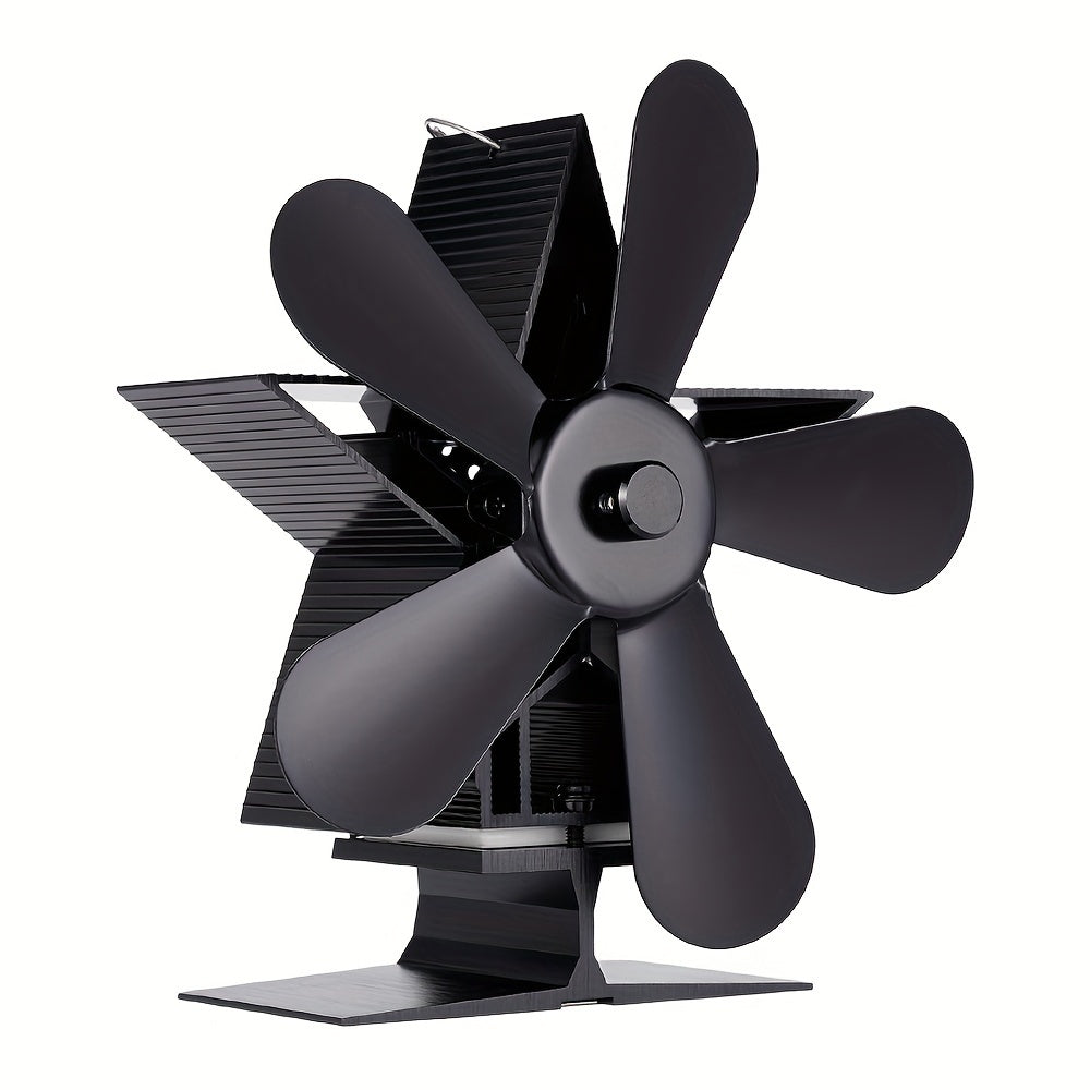 One piece of 4/5 blades fireplace fan with thermal power, produces quiet sound, saves energy, mounts on wall to circulate air in household, efficient heat dissipation, does not require electricity.