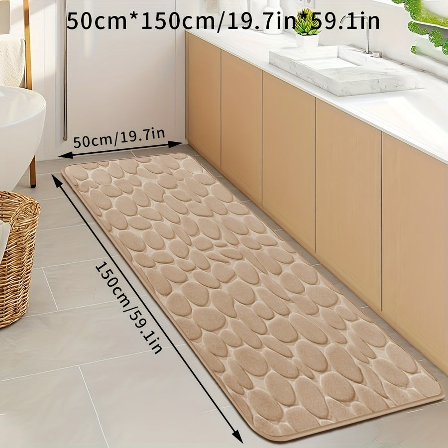 Quick-Dry Pebble Bath Mat, Thick Non-Slip Sponge Floor Mat for Bathroom, Machine Washable, Soft Coral Fleece - Ideal for Home Decor in Kitchen, Laundry Room, Bedroom, and Bathroom.