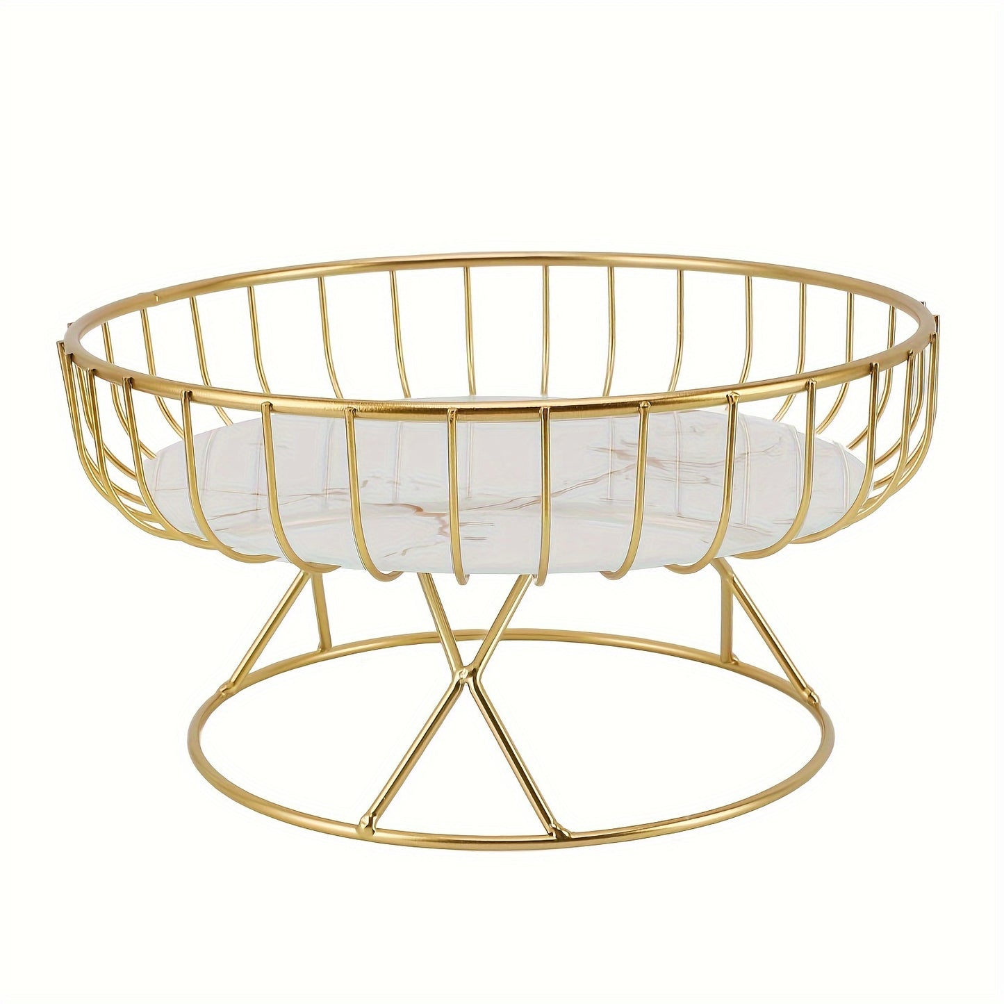 European-style metal fruit basket & ceramic snack tray, no electricity needed. Ideal for displaying afternoon tea treats, candy, and desserts. Perfect for weddings, birthdays, parties, and Thanksgiving decoration.