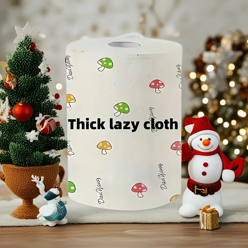 1 roll of disposable kitchen paper towels with 400 sheets featuring a random pattern lazy rag design. This versatile product can be used as a washable dry and wet towel, dishcloth, non-stick oil rag, degreasing towel, household cleaning rag, drying