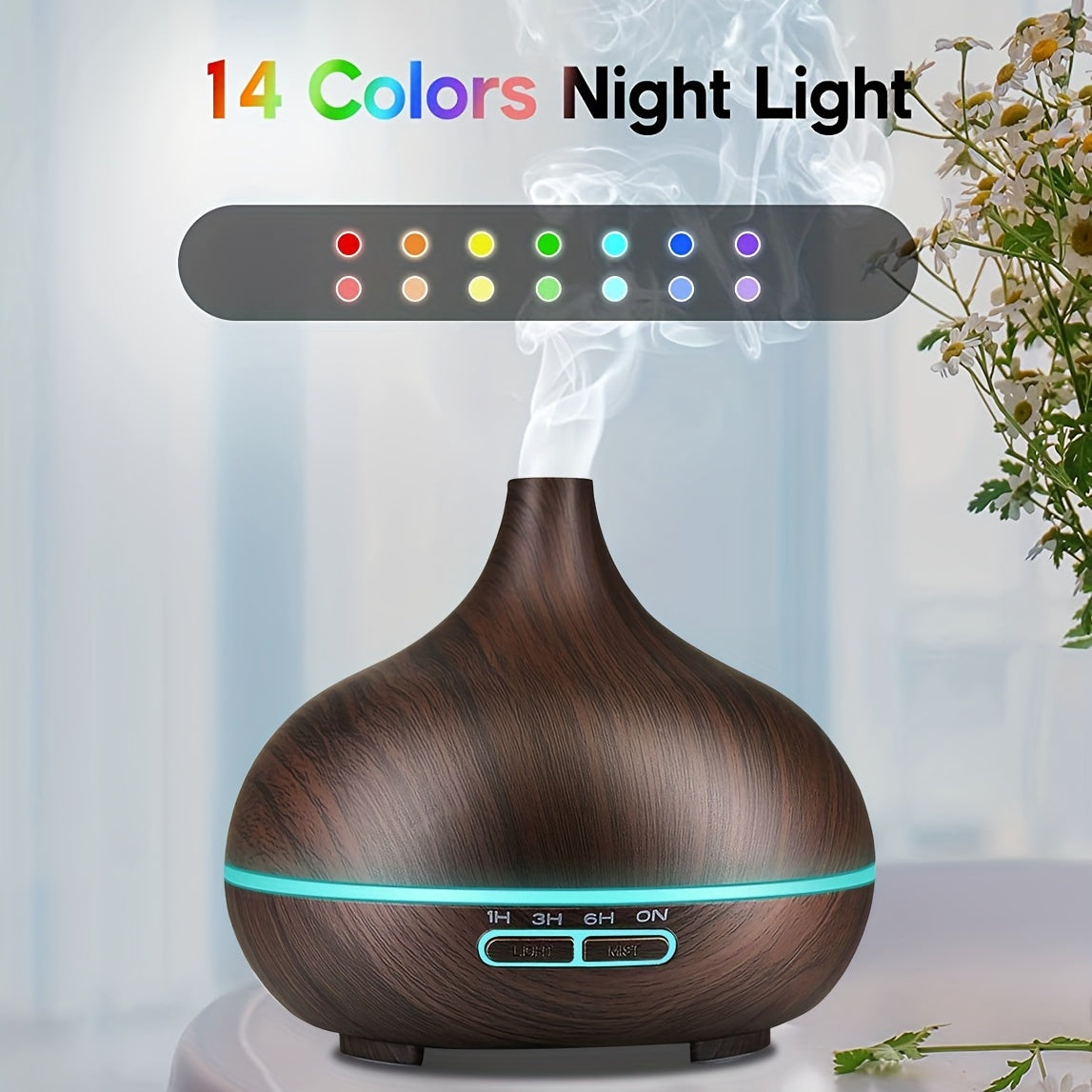 550ml Essential Oil Diffuser with remote control, electric ultrasonic air humidifier, aromatherapy diffuser with waterless auto-off.