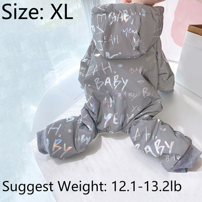 Night Reflective Grey Pet Clothes for Cats and Dogs, Suitable for Autumn and Winter.