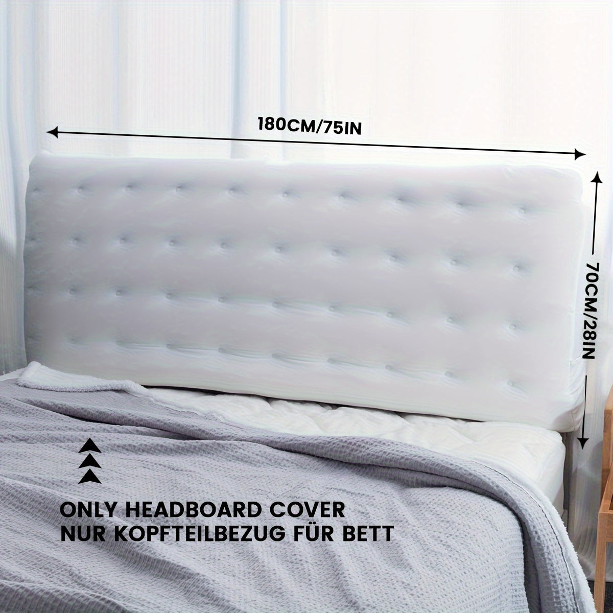 1pc TEXSTEAD Thick Headboard Cover in Sleek Gray - 100% Polyester, Machine Washable, adds comfort and style to your bedroom, durable fabric, tufted design, perfect enhancement for