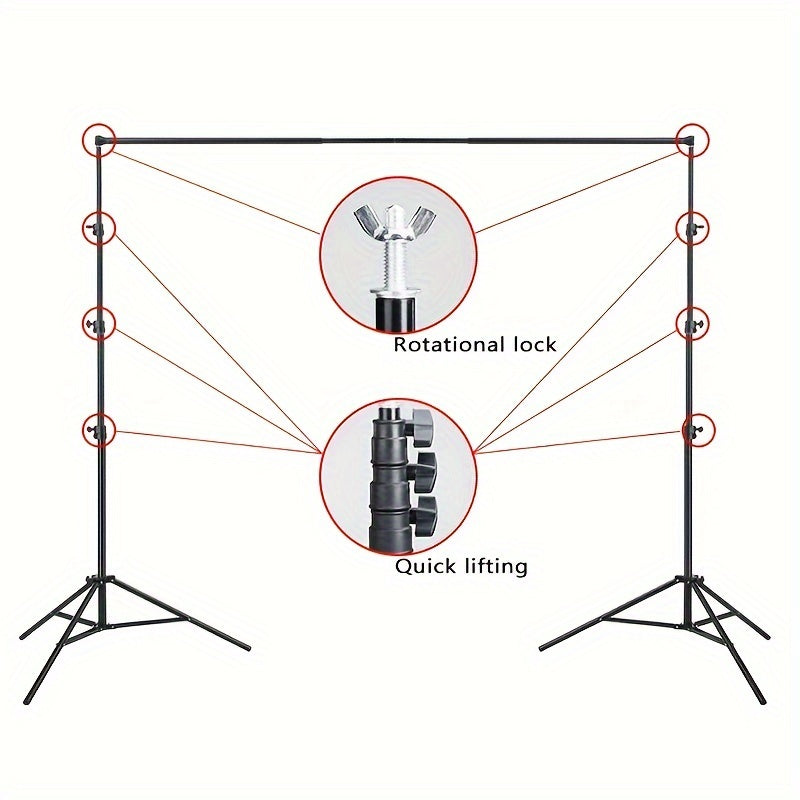 1pc 2*2m Background Rack with Cloth for Photo Photography, Studio Props Shooting Bracket