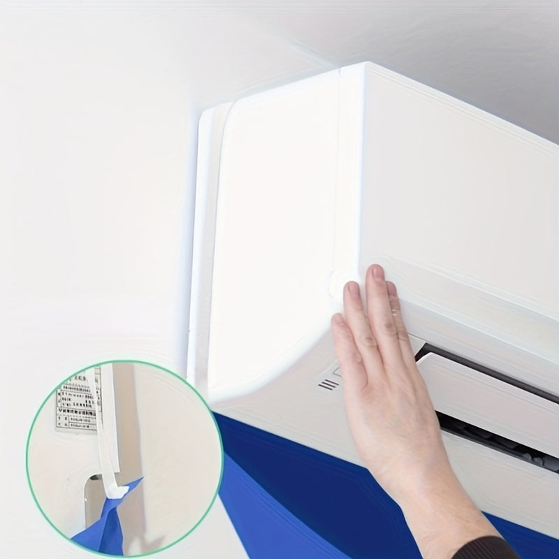 Protective PVC Cover for Air Conditioner & Range Hood with Water Collection Bag - 99.06cm W x 200.66cm L, Durable, Reusable, Easy DIY Installation for Wall & Floor Protection, Blue