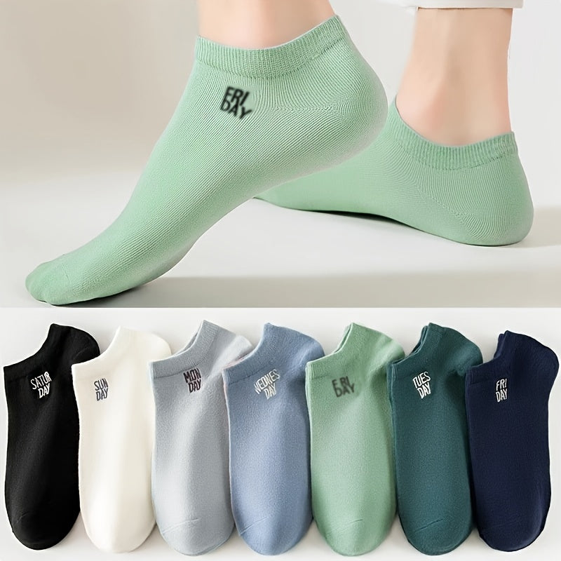 7 pairs of men's low cut socks for daily and outdoor wear in spring and summer, with anti-odor and sweat absorption features, designed for comfort and breathability. Trendy and simple