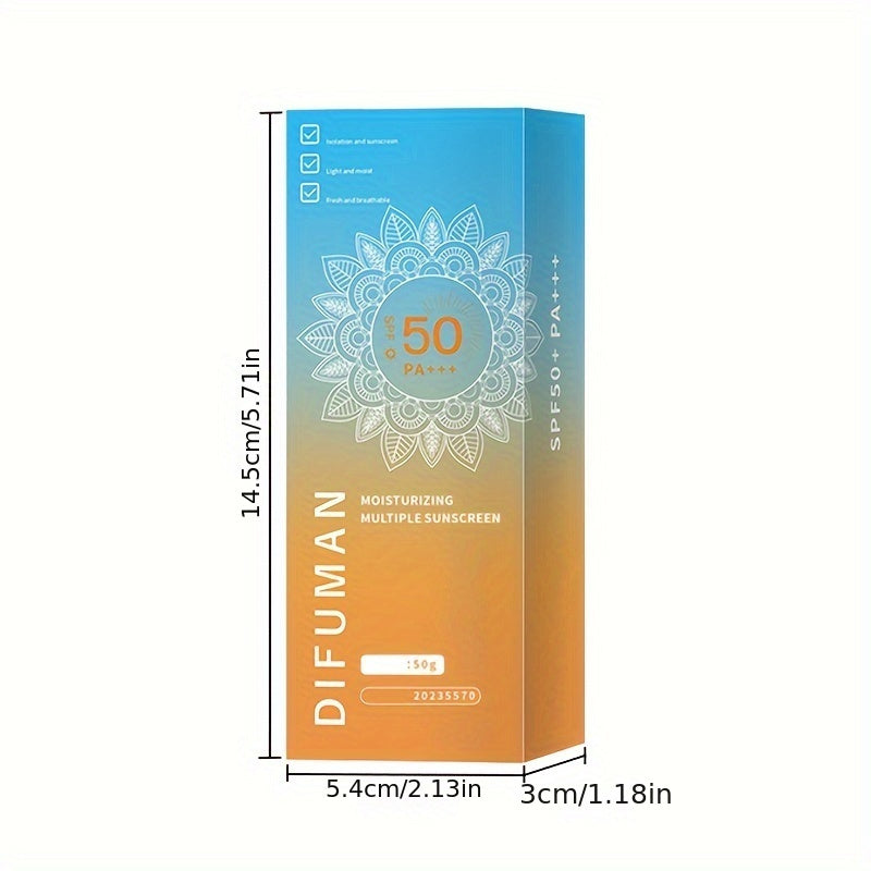 2x50g SPF 50+ PA+++ Sunscreen for Sensitive Skin with Plant Extracts, Non-Greasy Moisturizing Formula - Ideal for Beach Use